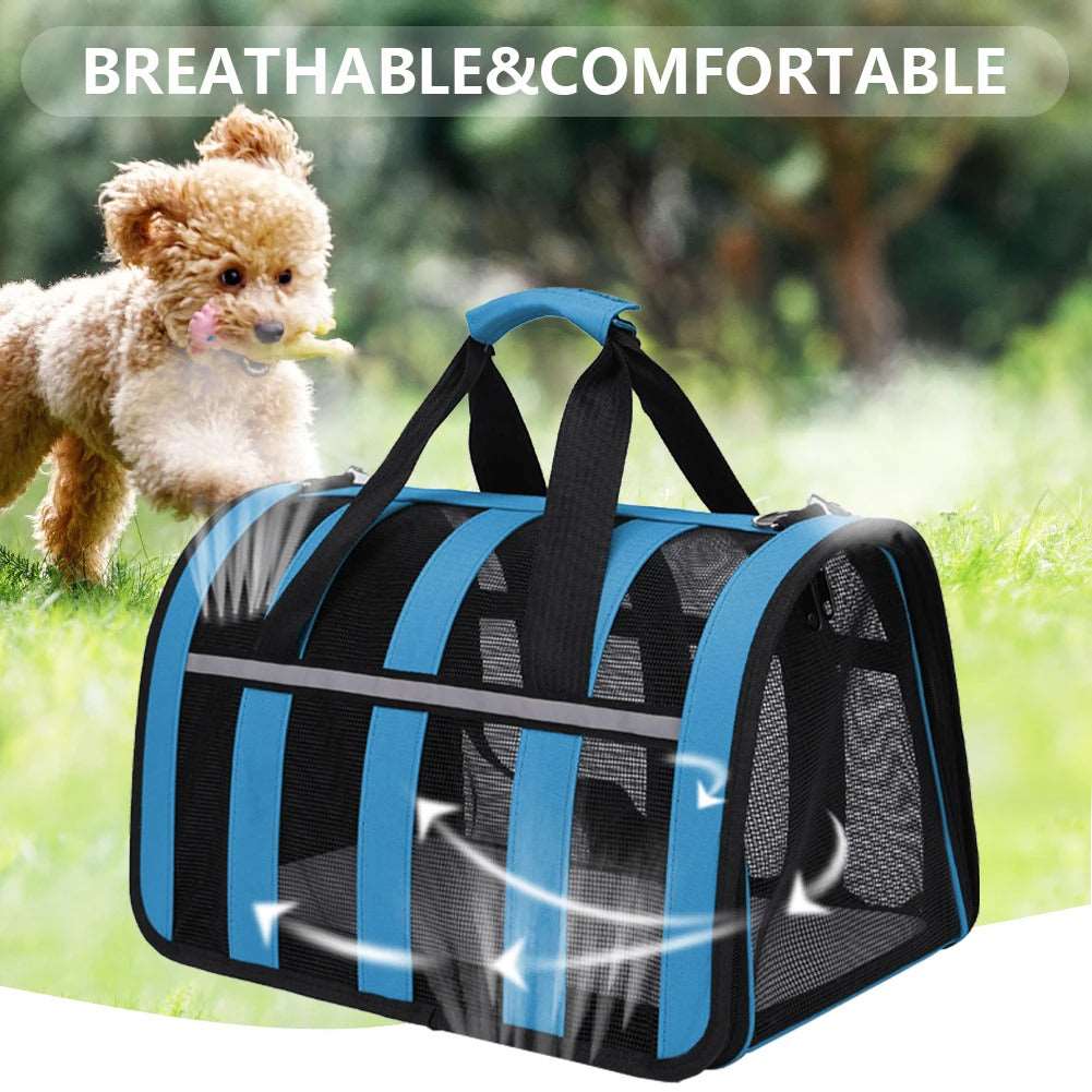 Blue Pet Carrying Bag Large Capacity Portable Breathable Shoulder Bag For Outdoor Use Suitable For All Seasons - TrendyPet's Zone