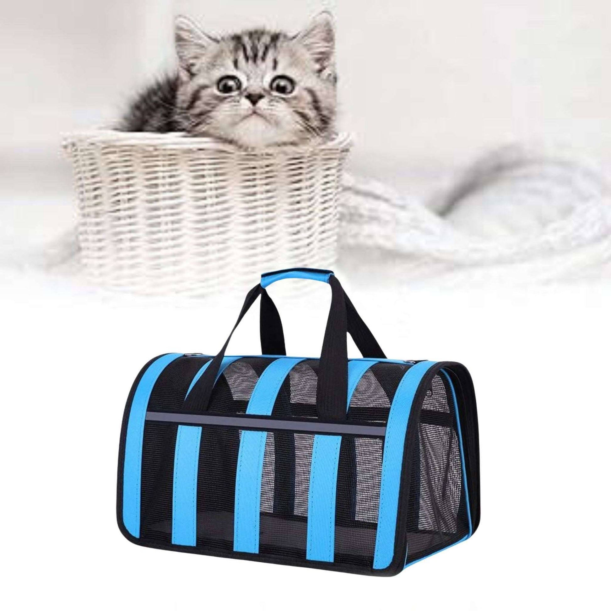 Blue Pet Carrying Bag Large Capacity Portable Breathable Shoulder Bag For Outdoor Use Suitable For All Seasons - TrendyPet's Zone