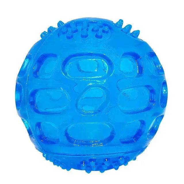 Blue Pet Dog Puppy Sounding Toy Squeaky Tooth Cleaning Ball Playing Pet Teeth Chew Rubber Toy Float Funny Pet Dental Care Accessories - TrendyPet's Zone