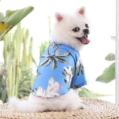 Blue Pet Hawaiian Beach Style T-Shirts Thin Breathable Summer Clothes for Small Dog Puppy Pet Cat Kitten Vest - TrendyPet's Zone