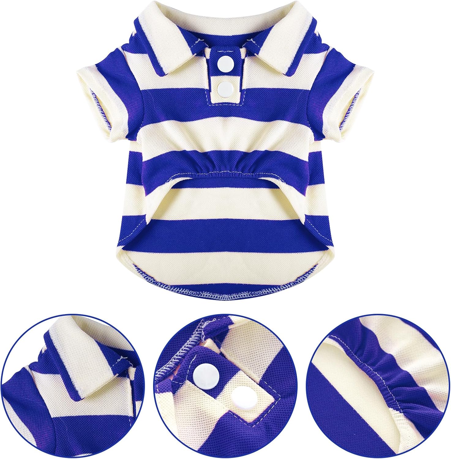 Blue pet polo shirt from TrendyPet's Zone, casual summer cat clothing for small and large kittens, made of comfortable fabric.
