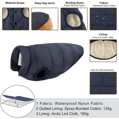 Blue winter dog coat by TrendyPet's Zone, fleece vest for small and large dogs, warm pet clothing with a stylish fit.
