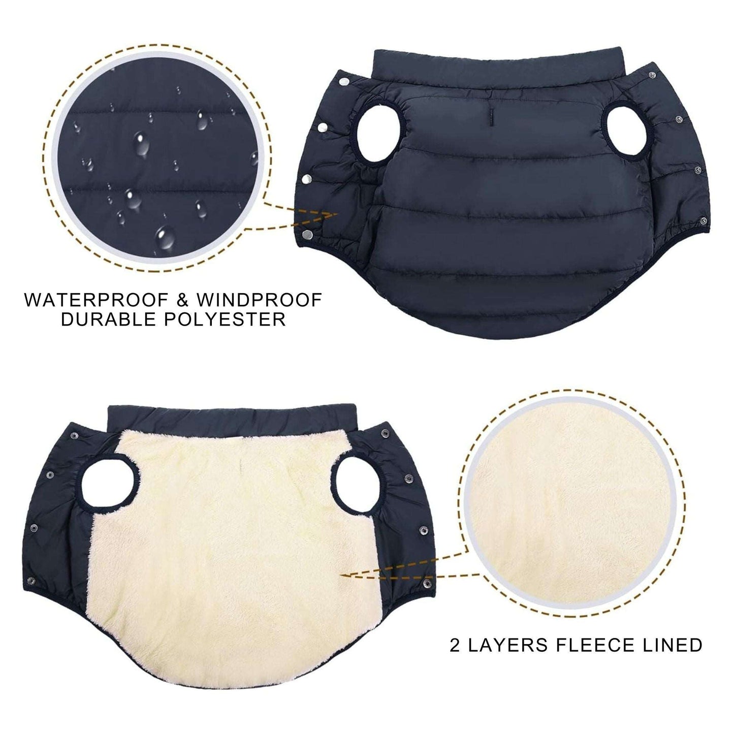 Blue winter dog coat by TrendyPet's Zone, fleece vest for small and large dogs, warm pet clothing and pet supplies.
