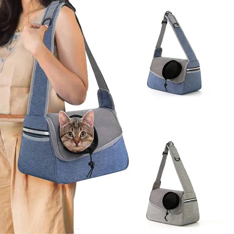 Blue Portable Bag Pet Crossbody Bag Dog Cat One Shoulder Carrier Breathable Mesh Puppy Kitten Handbag TRENDYPET'S ZONE