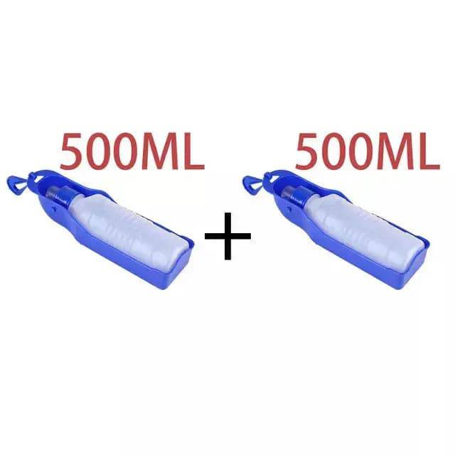 Blue portable pet travel water bottle feeder and drinking fountain by TrendyPet's Zone, ideal for on-the-go pet hydration.