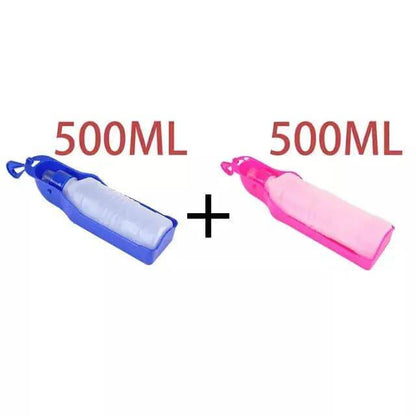 Blue portable pet travel water bowl bottle feeder from TrendyPet's Zone, compact fountain for drinking on the go.