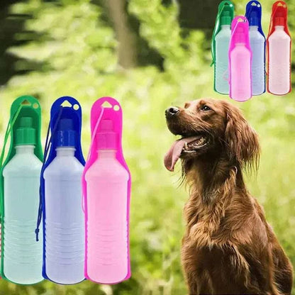 Blue portable pet travel water bowl and bottle feeder from TrendyPet's Zone, ideal for drinking and refilling on the go.