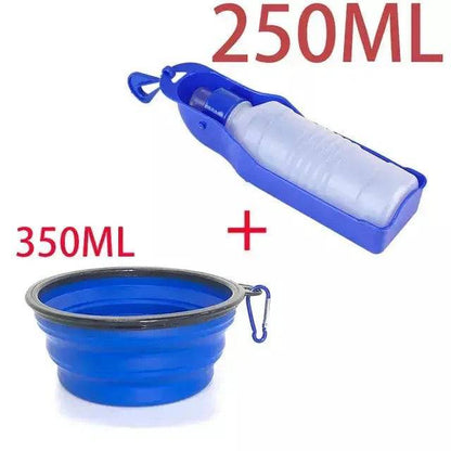 Blue portable pet travel water bowl bottle feeder by TrendyPet's Zone, compact fountain for easy pet hydration on the go.