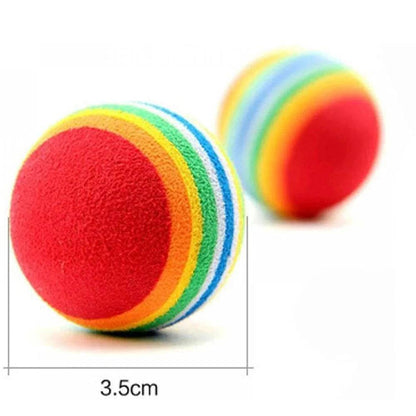 Blue Rainbow Cat Toy Balls Soft Foam Interactive Indoor Kittens Favorite Chase Quiet Play Sponge Ball - TrendyPet's Zone