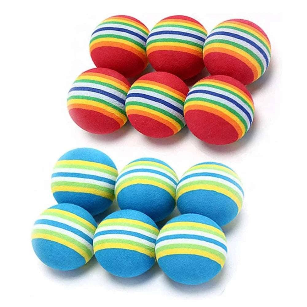Blue Rainbow Cat Toy Balls Soft Foam Interactive Indoor Kittens Favorite Chase Quiet Play Sponge Ball - TrendyPet's Zone
