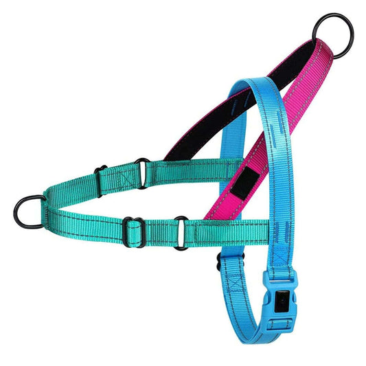 Blue Reflective Nylon Dog Harness Adjustable Pet Training Harnesses No Pull Puppy Walking Vest - TrendyPet's Zone
