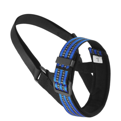 Blue reflective dog muzzle by TrendyPet's Zone, comfortable fit, designed for anti-barking and safety during walks.