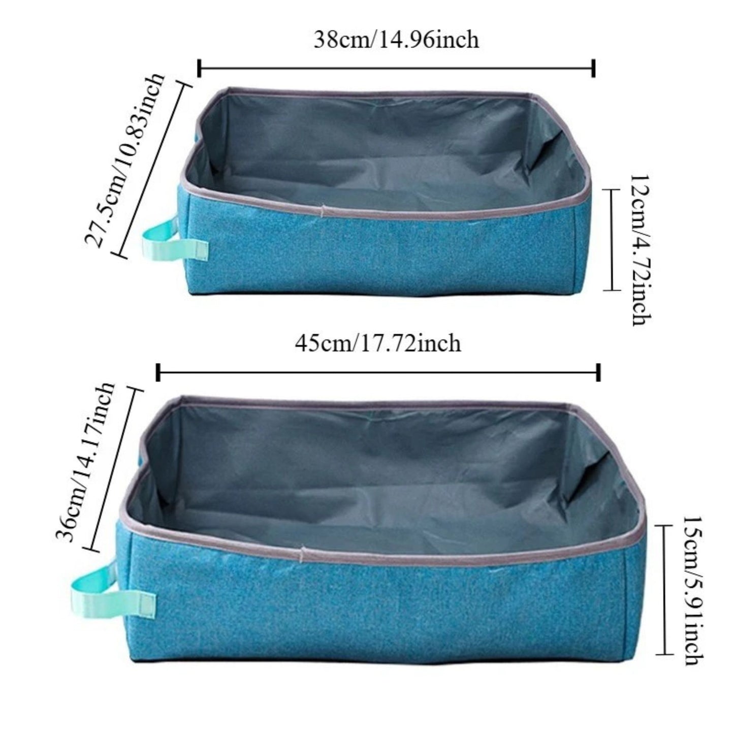Blue Semi-Enclosed Foldable Cat Litter Box – Portable Waterproof Oxford Cloth Large Kitten Litter Tray TrendyPet's Zone