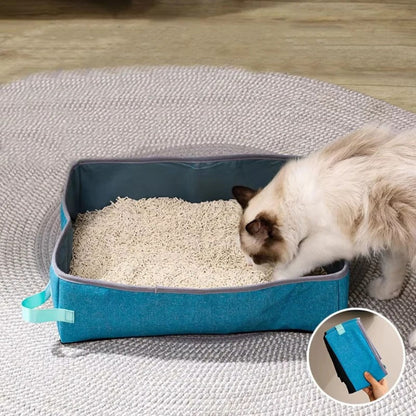 Purple Semi-Enclosed Foldable Cat Litter Box – Portable Waterproof Oxford Cloth Large Kitten Litter Tray TrendyPet's Zone