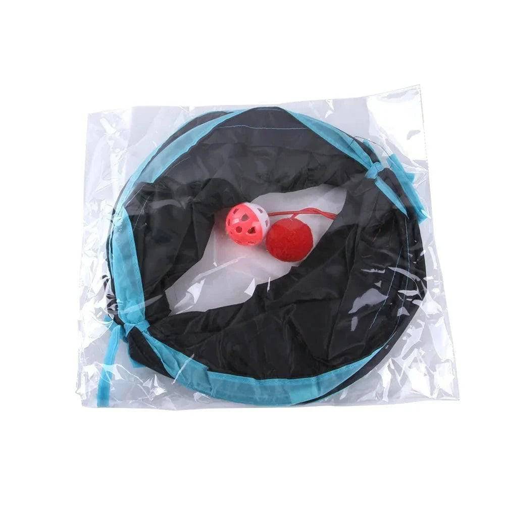 Blue T-Type Tunnel Collapsible Cat Kitten Play Interactive Toy Maze - TrendyPet's Zone