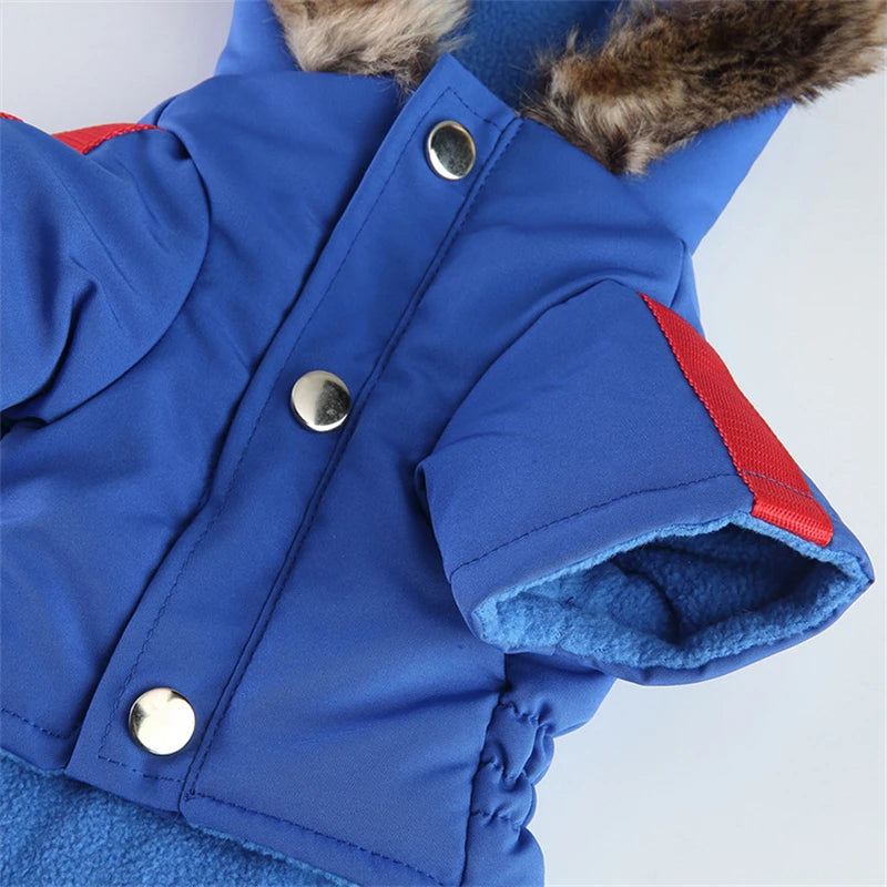 Blue Warm Pet Dog Clothes Winter Jacket Hooded Coat TrendyPet's Zone