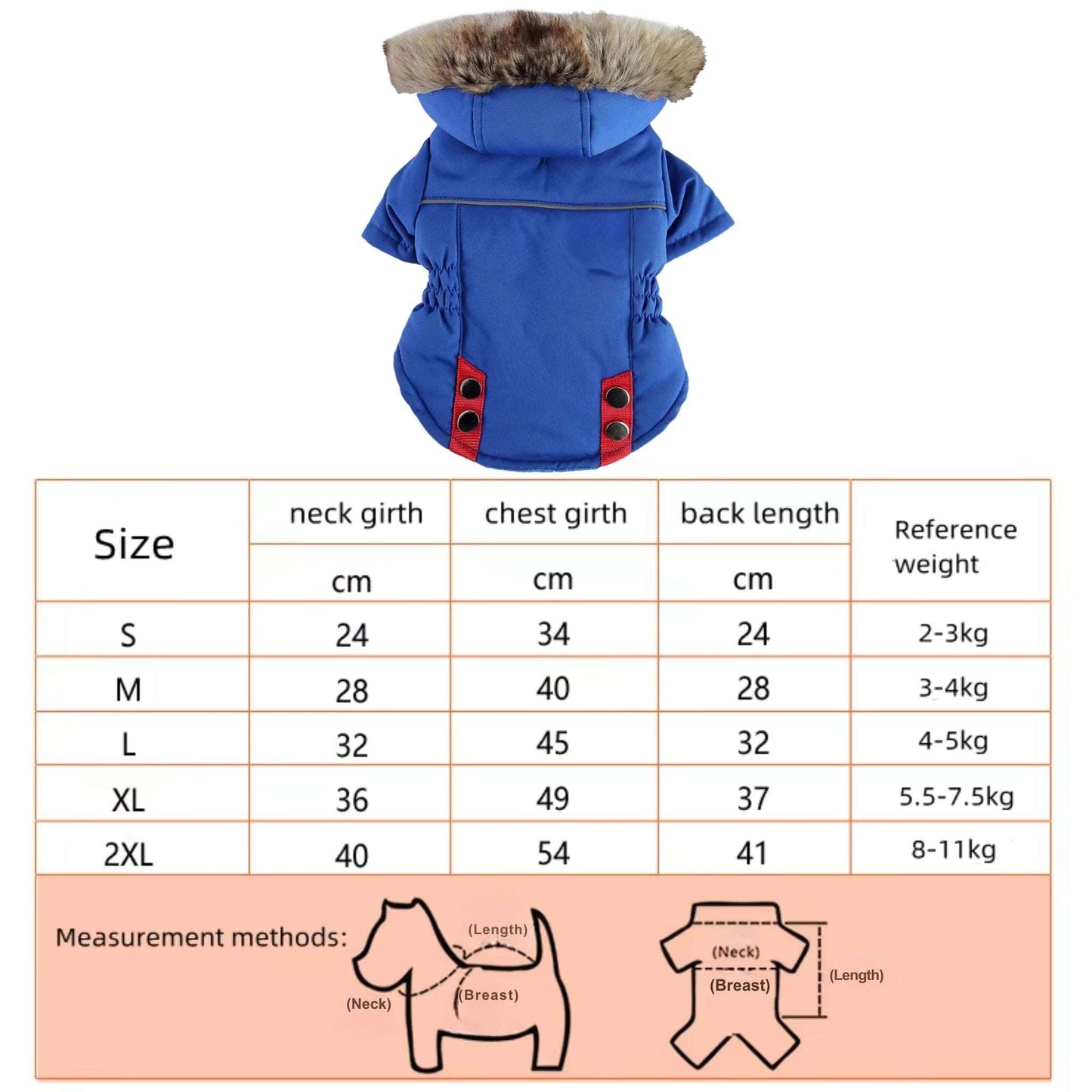 Blue Warm Pet Dog Clothes Winter Jacket Hooded Coat TrendyPet's Zone