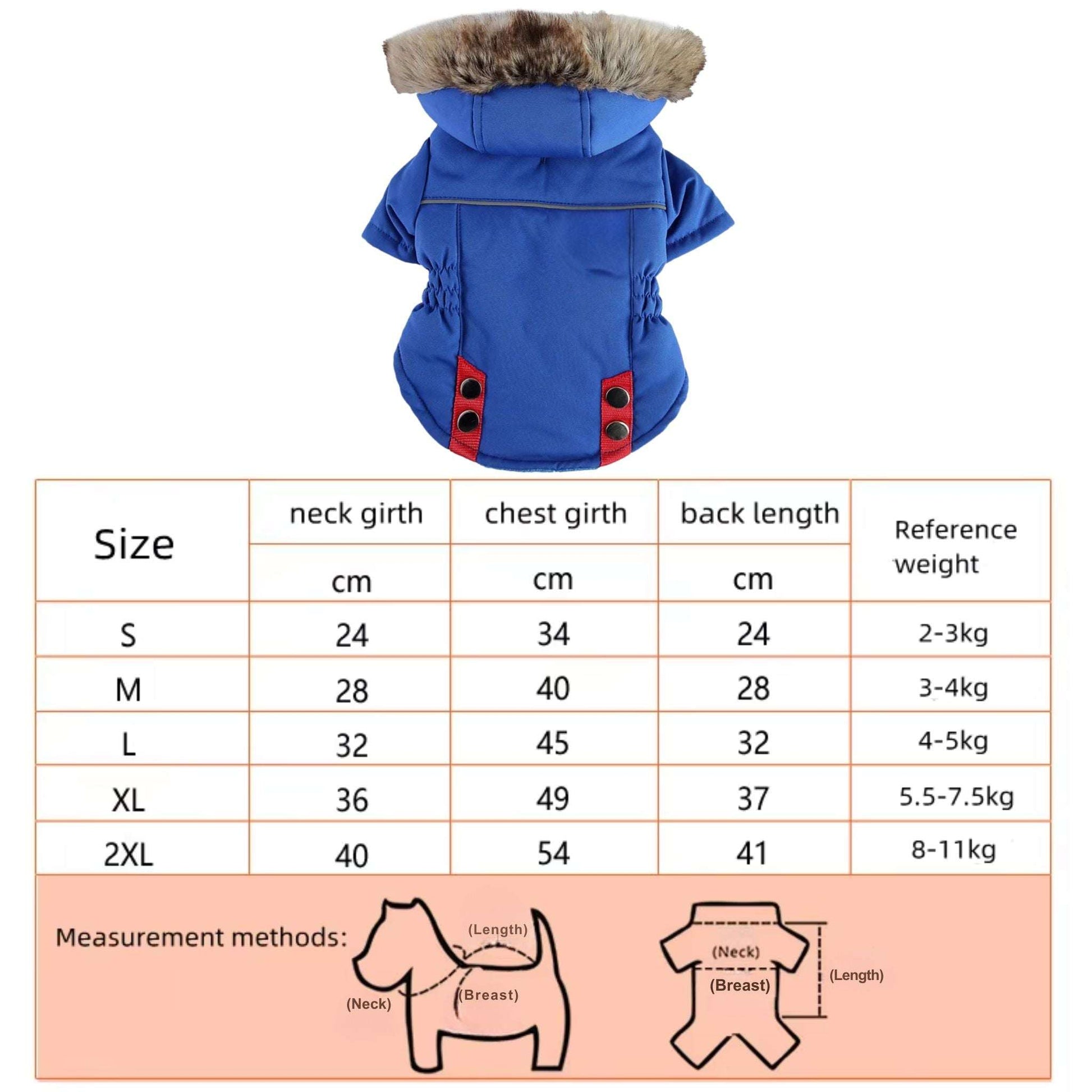 Blue Warm Pet Dog Clothes Winter Jacket Hooded Coat TrendyPet's Zone