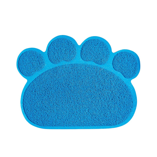 Blue waterproof pet litter mat by TrendyPet's Zone, non-slip PVC with high resilience fiber, trapping cat litter effectively.