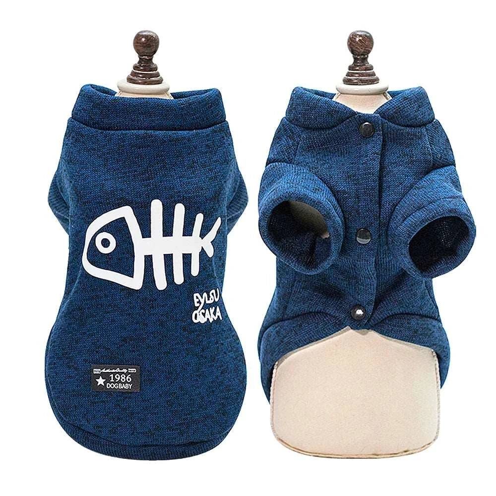 Blue Winter Clothes For Small Medium Pet Cat Dog Clothing Hoodies Outfits Coats Jackets Costumes Sweatshirts - TrendyPet's Zone