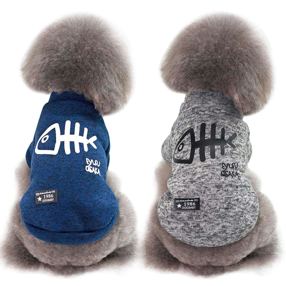 Blue Winter Clothes For Small Medium Pet Cat Dog Clothing Hoodies Outfits Coats Jackets Costumes Sweatshirts - TrendyPet's Zone