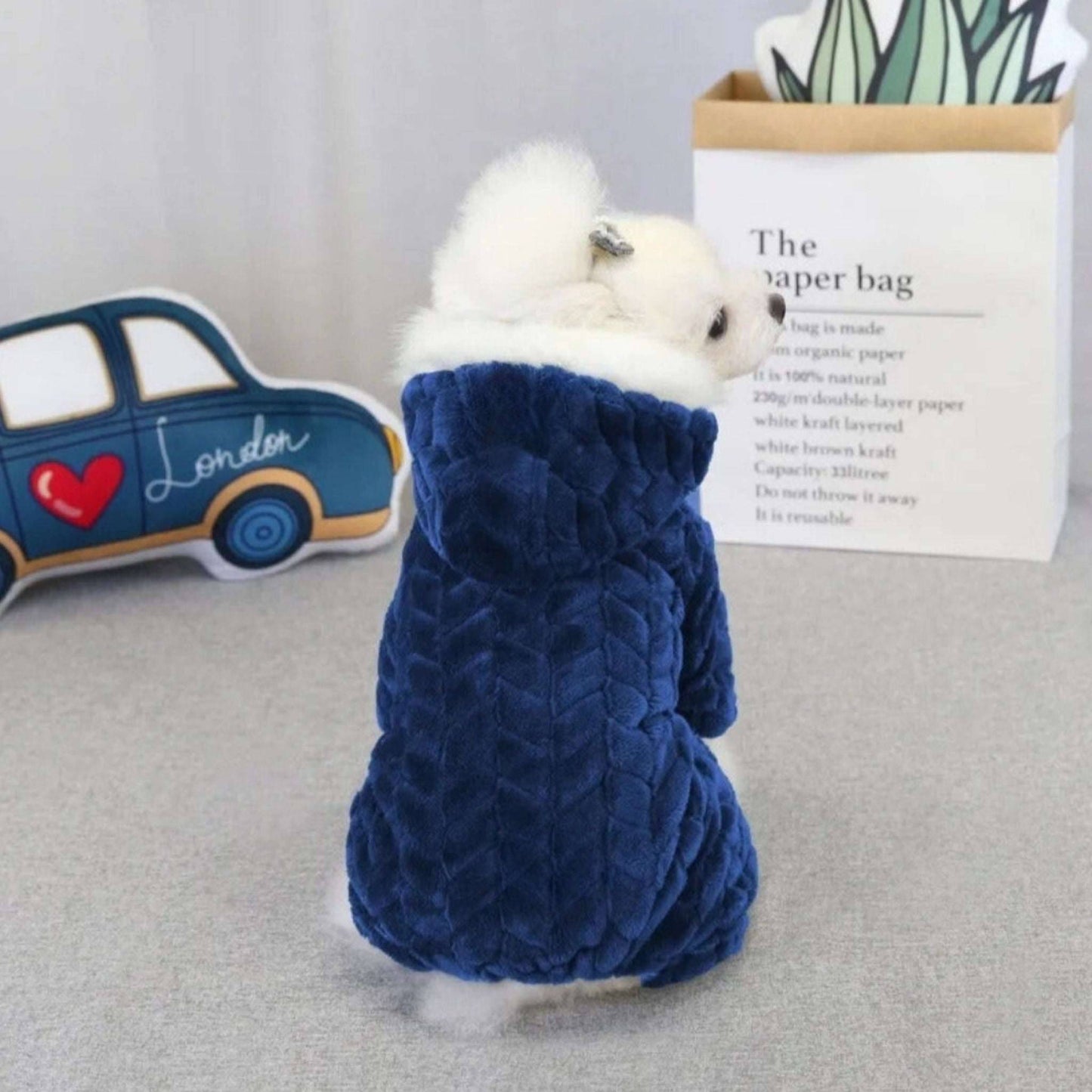 Blue Winter Pet Dog Clothes Thicker Polyester Cotton Coat Jumpsuit Four-Legged Down Puppy Jackets - TrendyPet's Zone