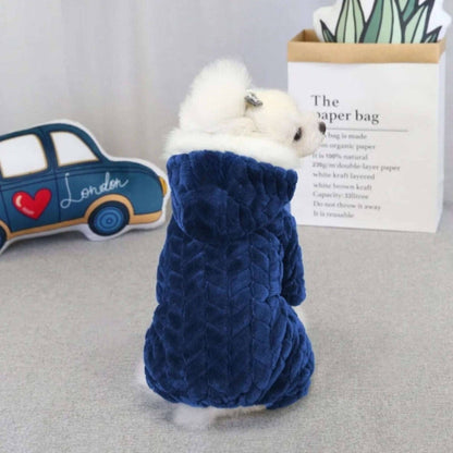 Blue Winter Pet Dog Clothes Thicker Polyester Cotton Coat Jumpsuit Four-Legged Down Puppy Jackets - TrendyPet's Zone