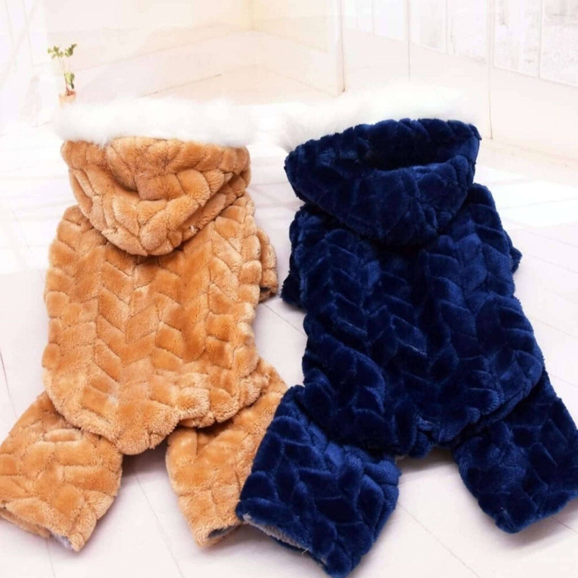 Blue Winter Pet Dog Clothes Thicker Polyester Cotton Coat Jumpsuit Four-Legged Down Puppy Jackets - TrendyPet's Zone