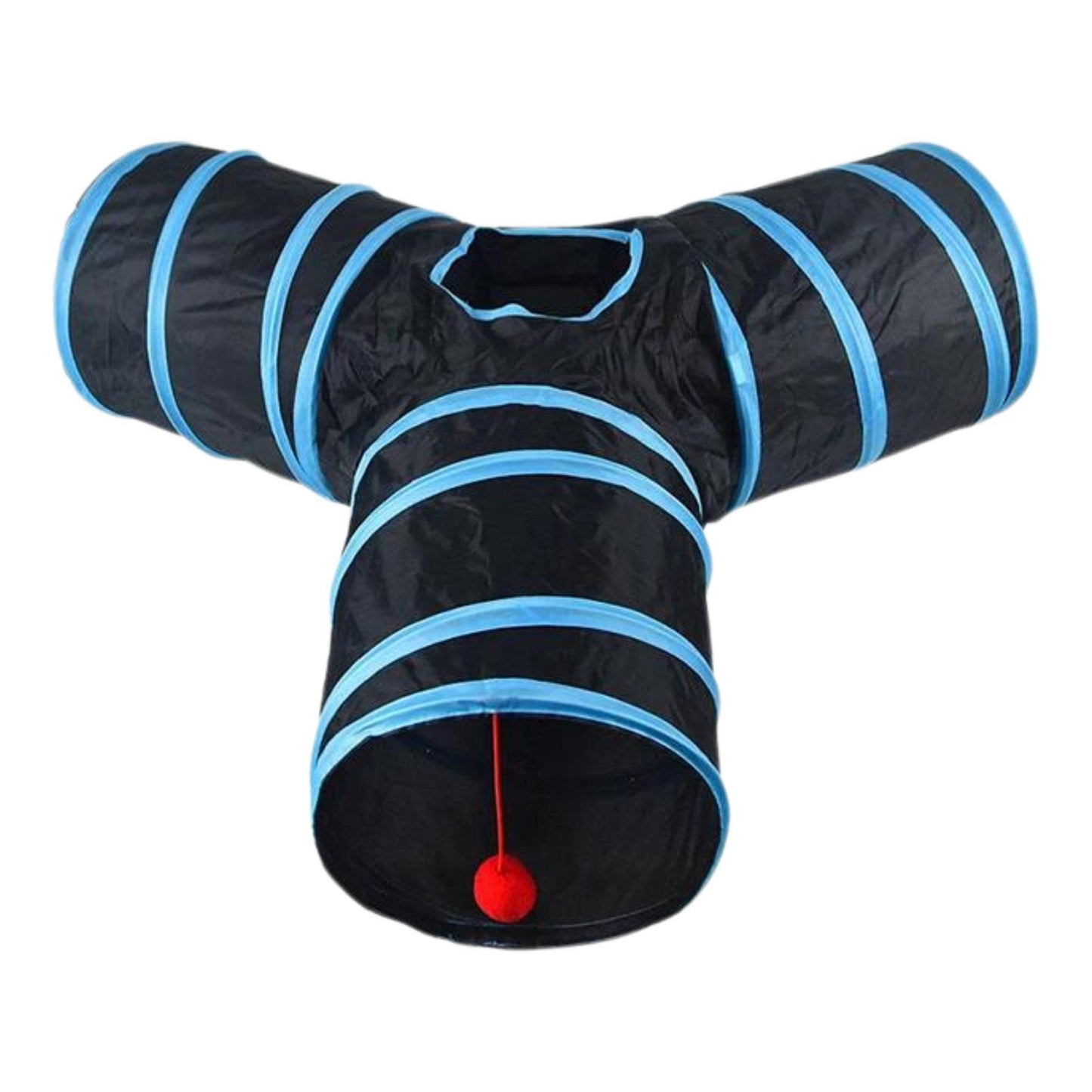 Blue Y-Type Tunnel Collapsible Cat Kitten Play Interactive Toy Maze - TrendyPet's Zone
