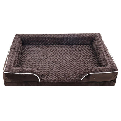 Brown bolster dog bed with waterproof lining, non-skid bottom, washable cover, and orthopedic egg foam cushioning by TrendyPet's Zone