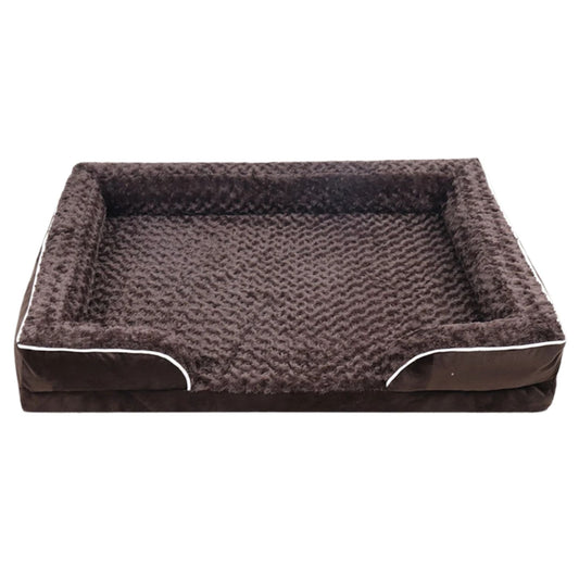 Brown bolster dog bed with waterproof lining, non-skid bottom, washable cover, and orthopedic egg foam cushioning by TrendyPet's Zone