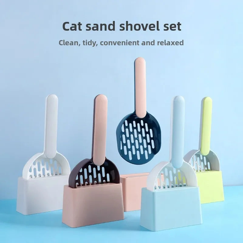 Brown cat litter scoop set with filter and fine hole design for easy cleaning and waste removal, by TrendyPet's Zone.