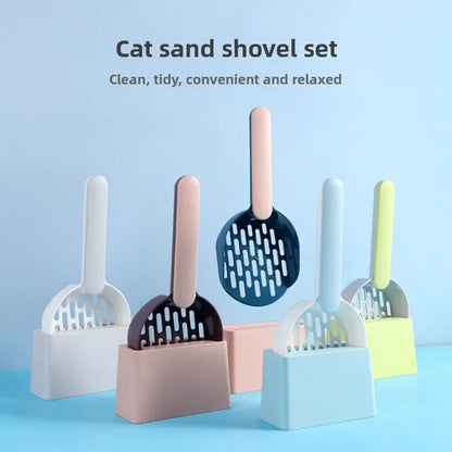 Brown cat litter scoop set with filter and fine hole design for easy cleaning and waste removal, by TrendyPet's Zone.
