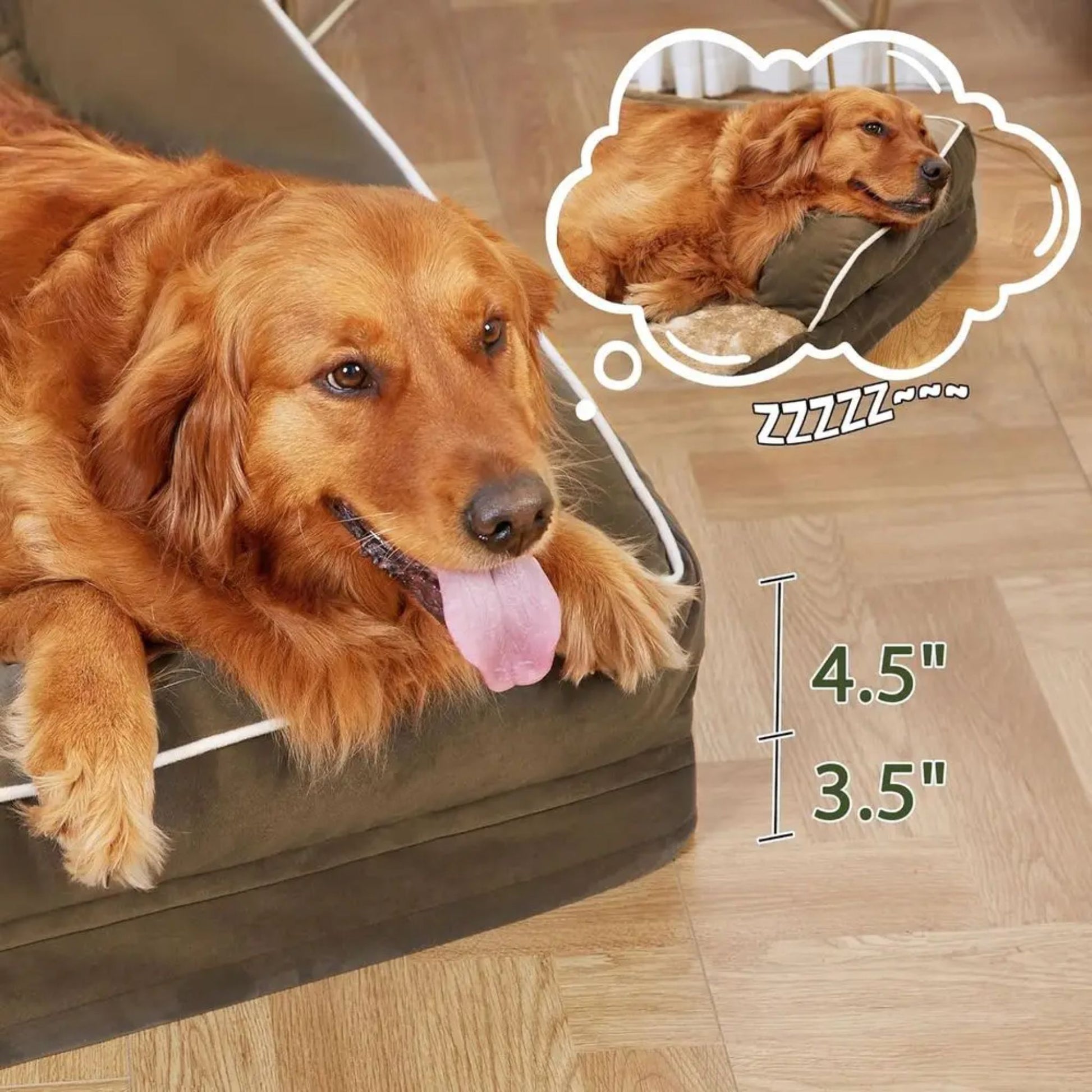 Brown Memory Foam Orthopedic Dogs Beds with Bolsters, Removable Washable Cover, Nonskid Bottom, Size 45.0" x 35.0" x 8.0" TrendyPet's Zone