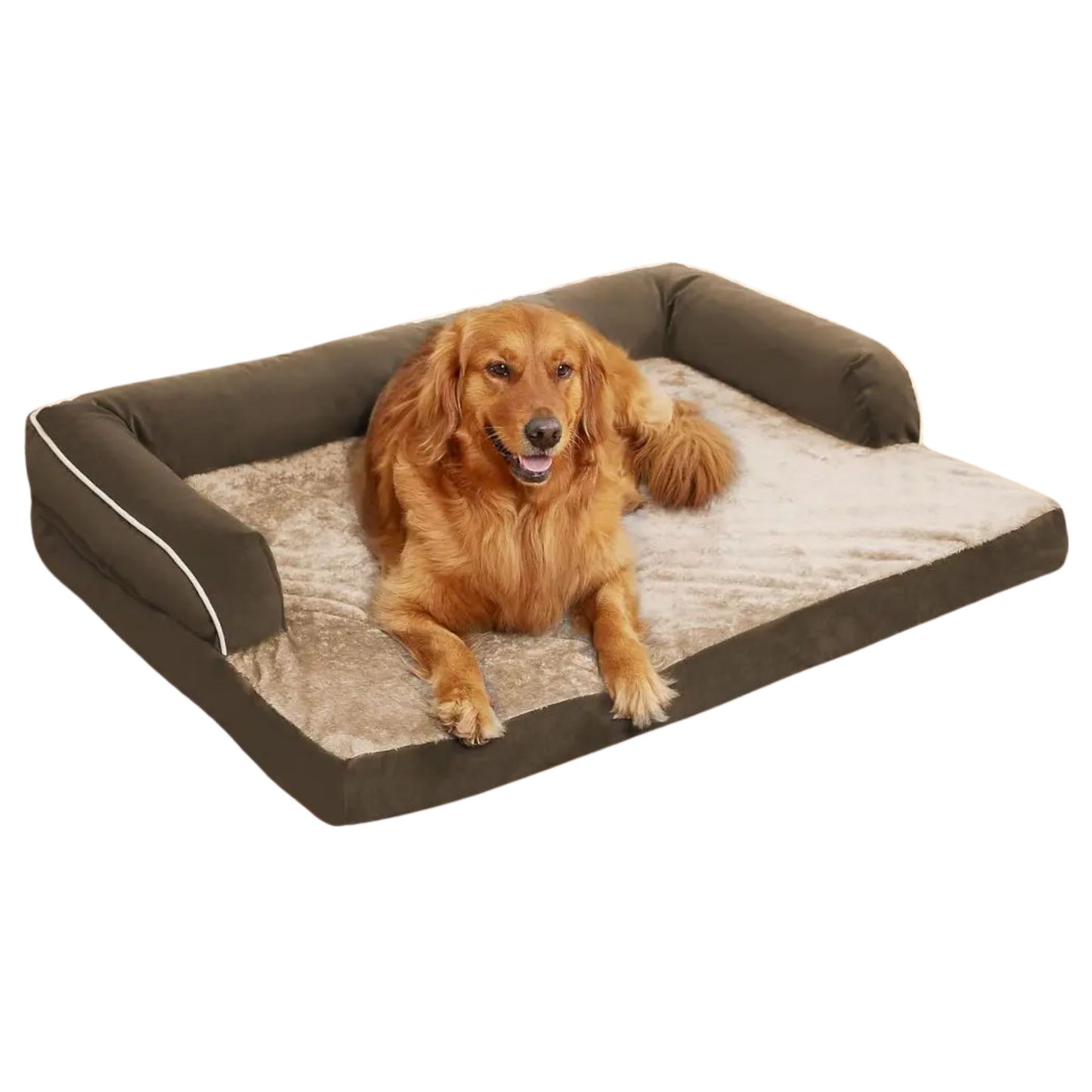 Brown Memory Foam Orthopedic Dogs Beds with Bolsters, Removable Washable Cover, Nonskid Bottom, Size 45.0" x 35.0" x 8.0" TrendyPet's Zone
