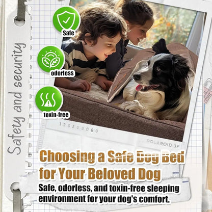 Brown Orthopedic Waterproof Dog Bed with Removable Washable Cover and Nonskid Bottom for Crate, Memory Foam XL Size 42" × 29" × 4" TrendyPet's Zone