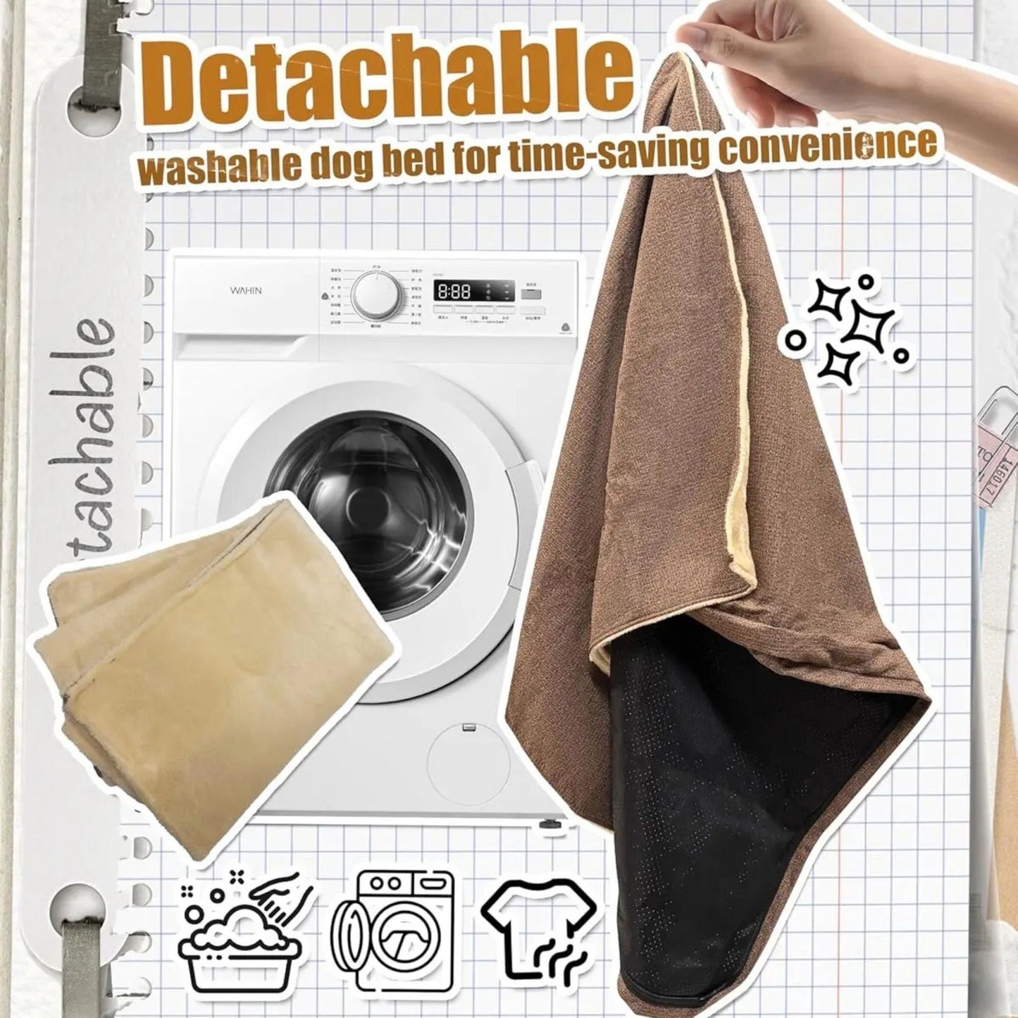Brown Orthopedic Waterproof Dog Bed with Removable Washable Cover and Nonskid Bottom for Crate, Memory Foam XL Size 42" × 29" × 4" TrendyPet's Zone