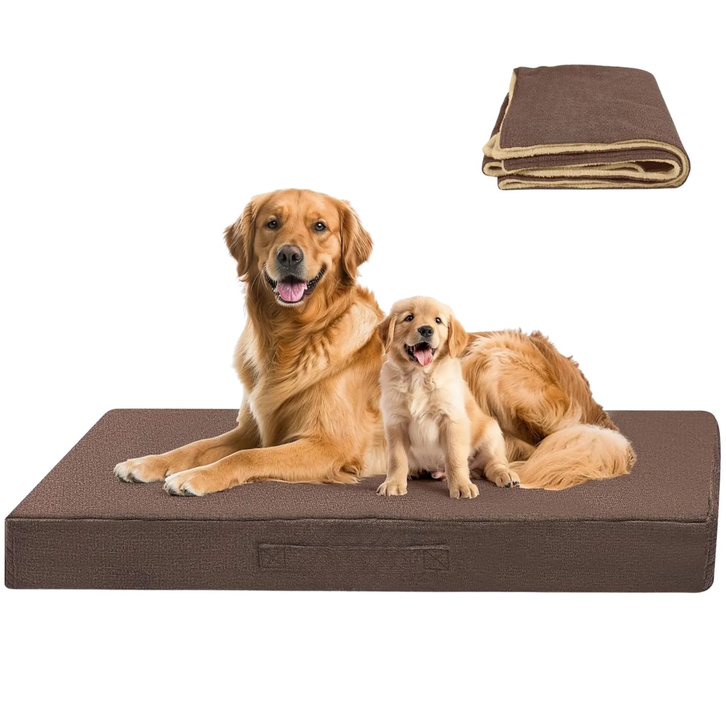Brown Orthopedic Waterproof Dog Bed with Removable Washable Cover and Nonskid Bottom for Crate, Memory Foam XL Size 42" × 29" × 4" TrendyPet's Zone