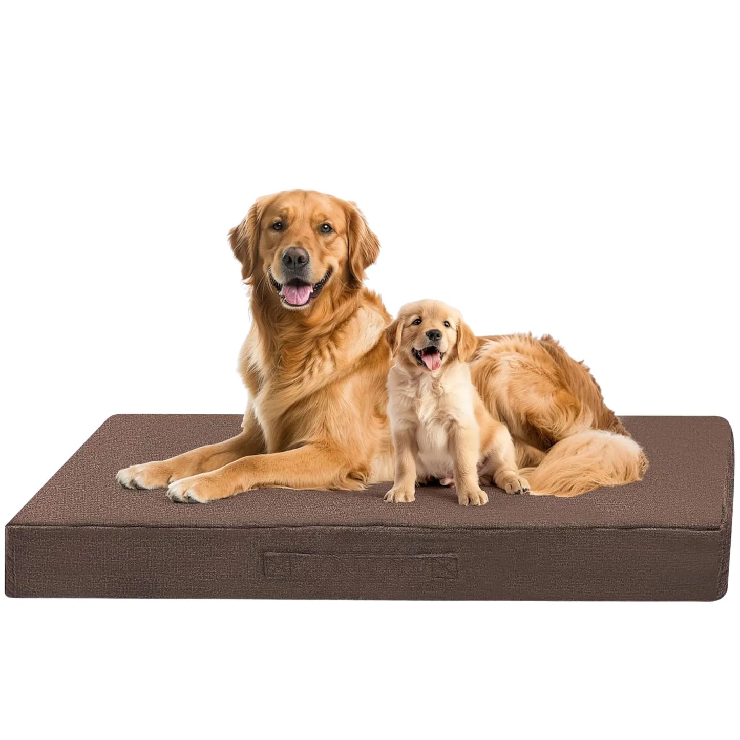 Brown Orthopedic Waterproof Dog Bed with Removable Washable Cover and Nonskid Bottom for Crate, Memory Foam XL Size 42" × 29" × 4" TrendyPet's Zone