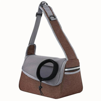 Brown Portable Bag Pet Crossbody Bag Dog Cat One Shoulder Carrier Breathable Mesh Puppy Kitten Handbag - TrendyPet's Zone