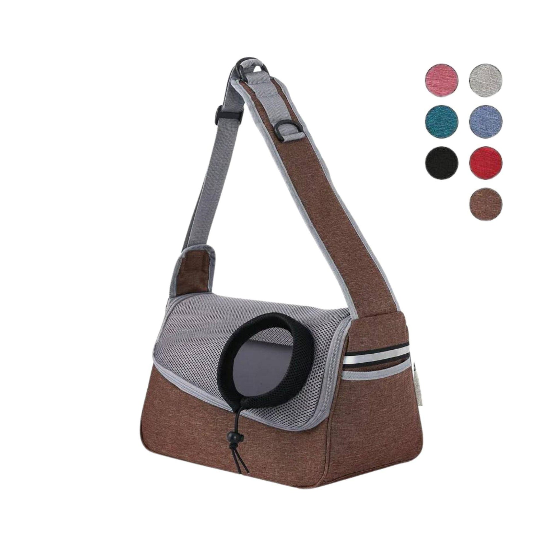 Brown Portable Bag Pet Crossbody Bag Dog Cat One Shoulder Carrier Breathable Mesh Puppy Kitten Handbag - TrendyPet's Zone