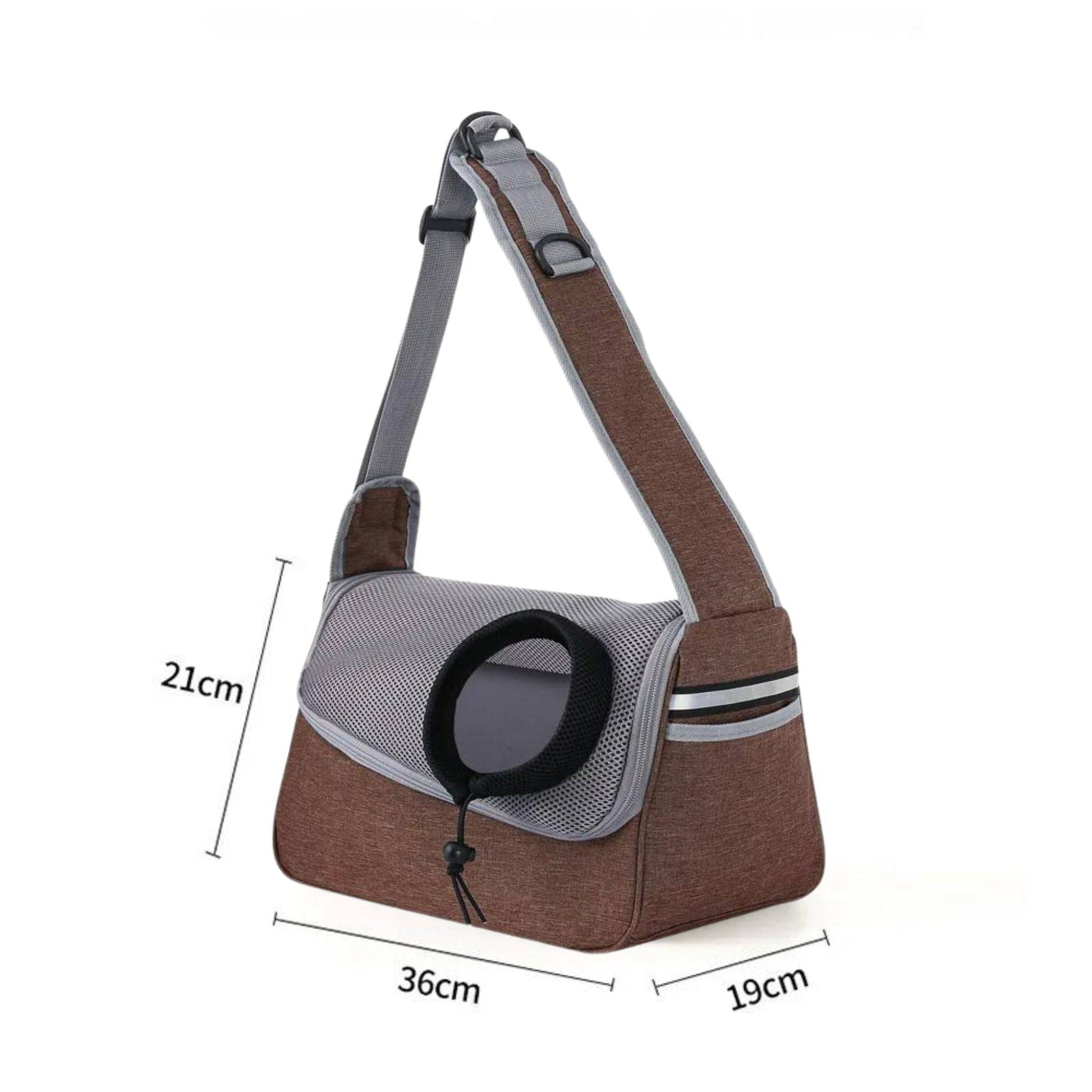 Brown Portable Bag Pet Crossbody Bag Dog Cat One Shoulder Carrier Breathable Mesh Puppy Kitten Handbag - TrendyPet's Zone