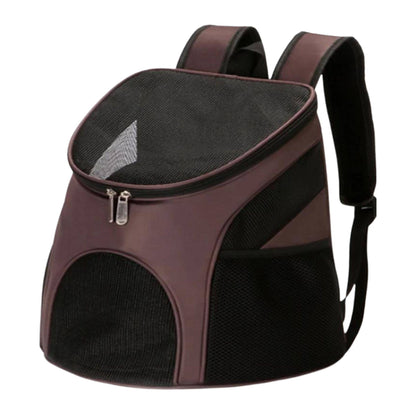 Brown Portable Foldable Mesh Pet Carrier Dog Backpack Breathable Bag Cat Large Capacity Outdoor Travel Carrier Double Shoulder Bag - TrendyPet's Zone