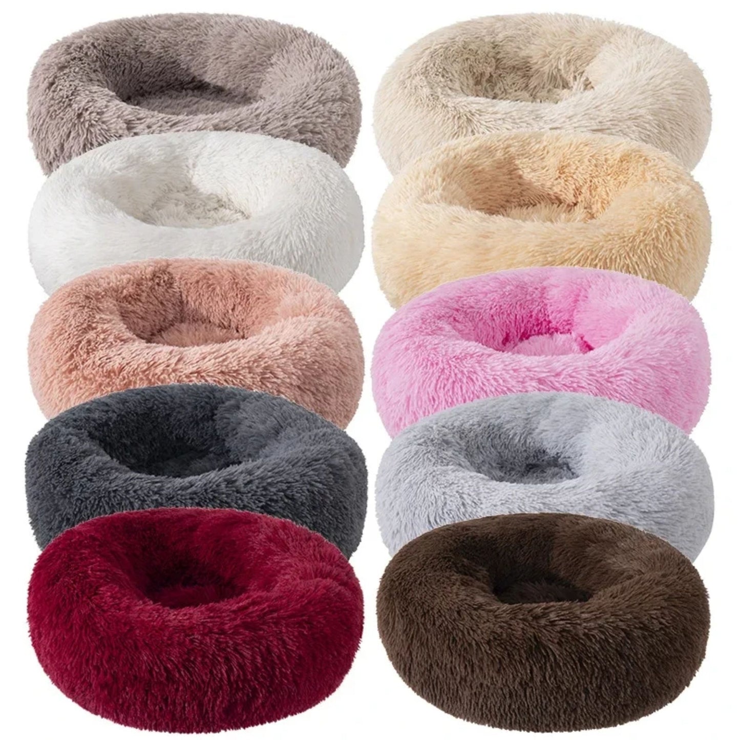 Dark grey round plush pet bed by TrendyPet's Zone with a zipper, soft, thick, and cozy surface for dogs and cats.