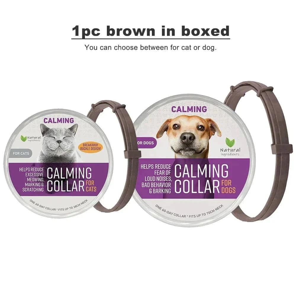 Brown Safe Cat Calming Collar 1Pack/60Days Adjustable Anxiety Reduction Pheromone Lasting Natural Calm Pet Collar Boxed OPP Bag TRENDYPET'S ZONE