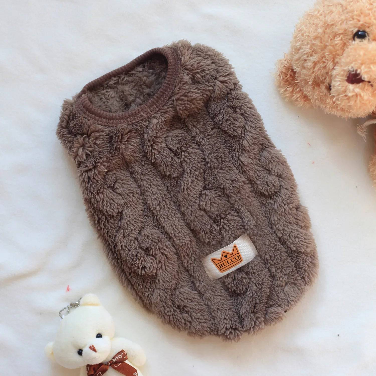 Brown Soft Cozy Autumn Winter Warm Fleece Dog Cat Sweaters - TrendyPet's Zone