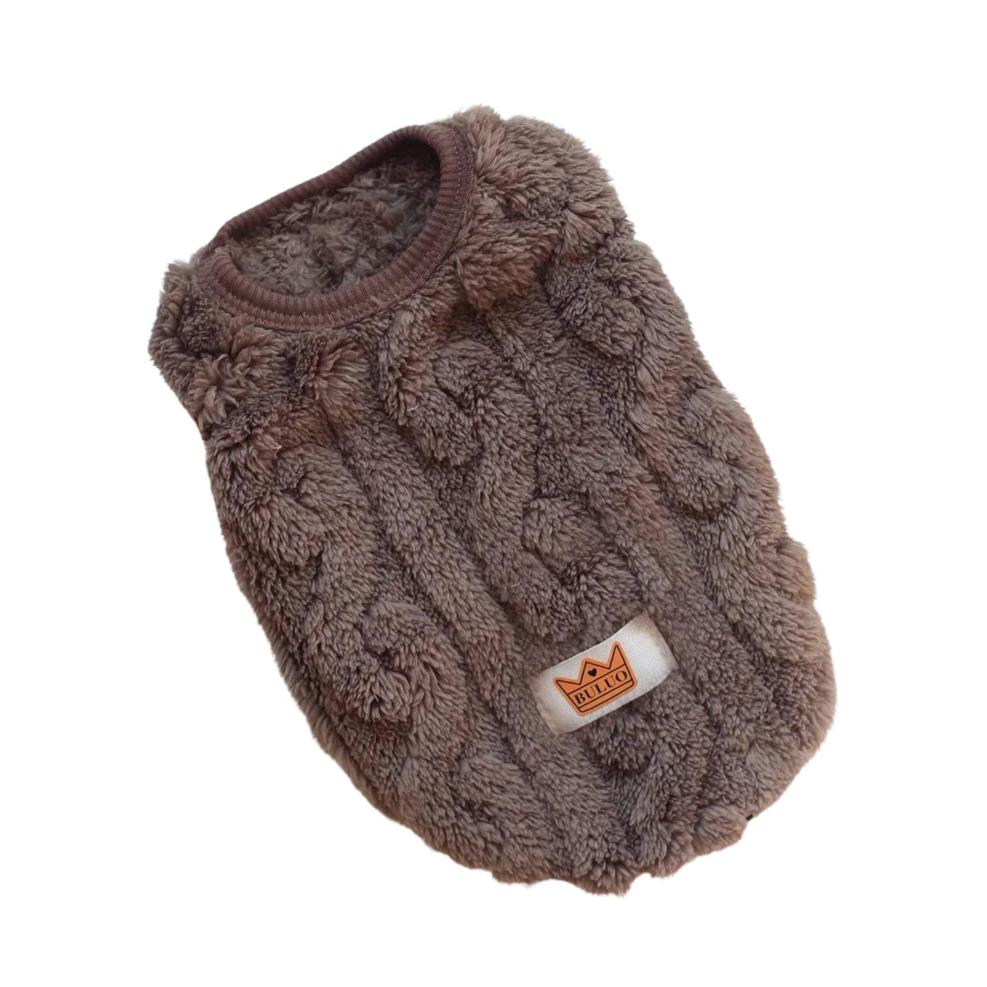 Brown Soft Cozy Autumn Winter Warm Fleece Dog Cat Sweaters - TrendyPet's Zone