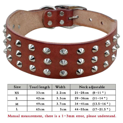 Brown Spiked Studded Leather Dog Collar Adjustable Anti-Bite Puppy Neck Strap Collars For Small Medium Dogs - TrendyPet's Zone