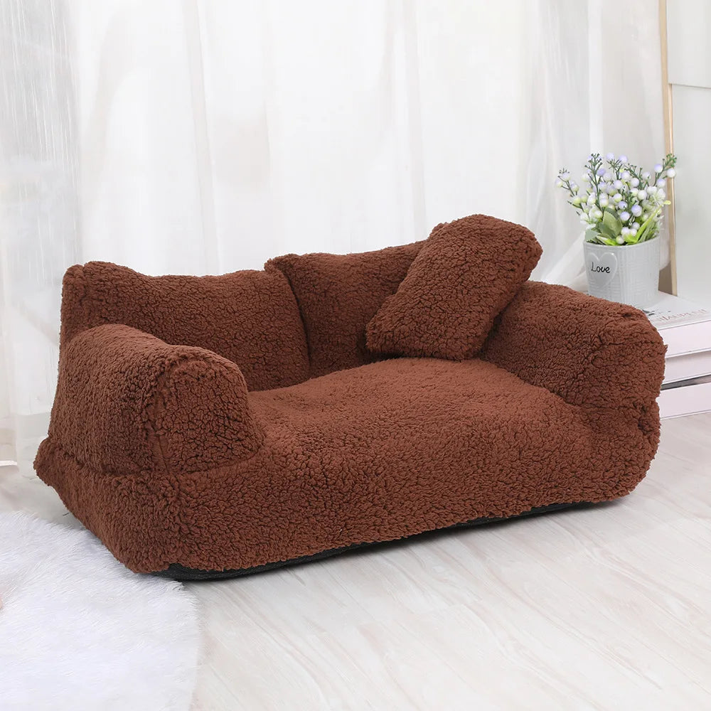 Brown Warm Detachable Pet Sofa Cat Bed with Open Design for Small Cats and Dogs, Ideal for Playing and Sleeping TrendyPet's Zone