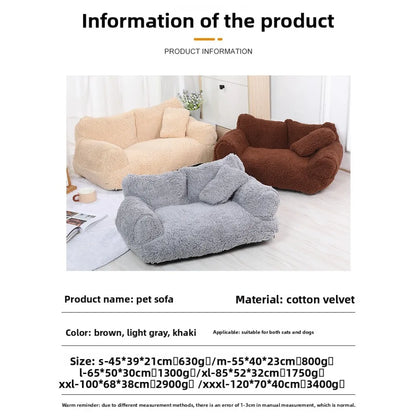 Gray Warm Detachable Pet Sofa Cat Bed with Open Design for Small Cats and Dogs, Ideal for Playing and Sleeping TrendyPet's Zone